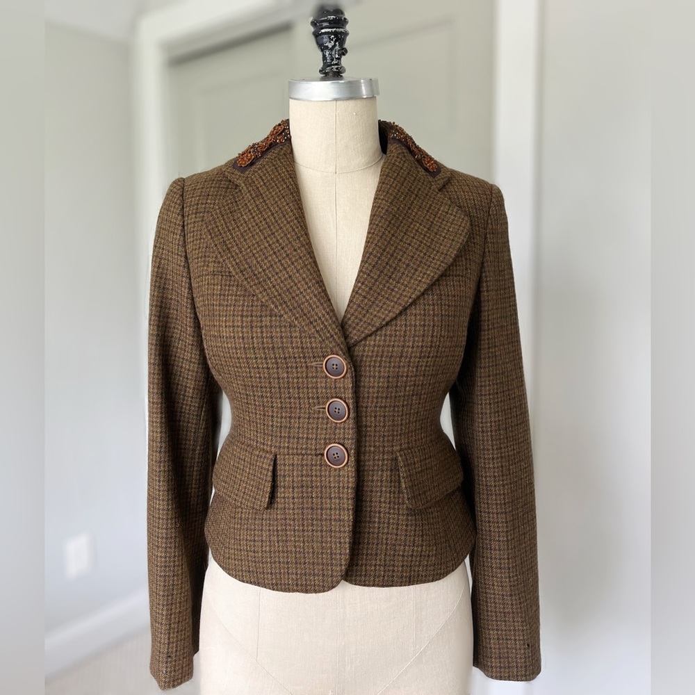Wool Riding Jacket with Embellished collar